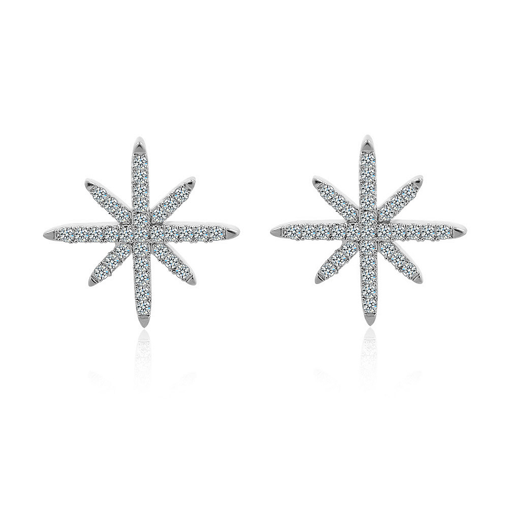 Starburst Stud Earrings In Rhodium